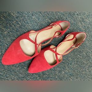 Red size 8 Anthropologie strappy flats